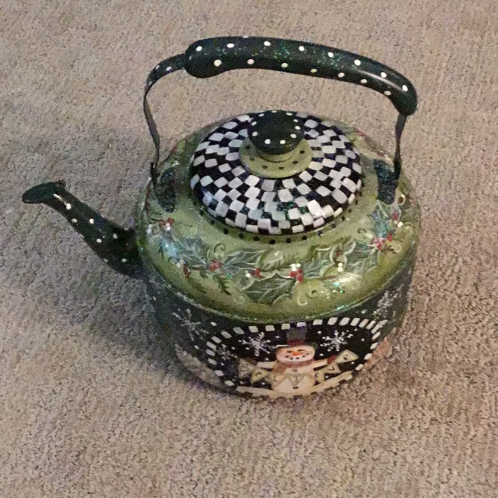 Painted teapot, Christmas design, Decorative